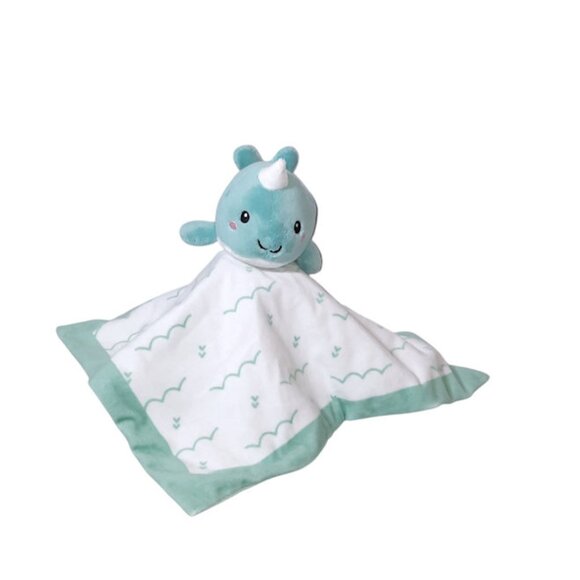 Pearhead Narwhal Whale Baby Security Lovey Blanket 14" X 14" - Picture 2 of 6